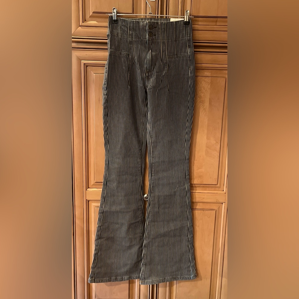 NWT Free People Jayde High Rise Flare Railroad Pants - Picture 7 of 15